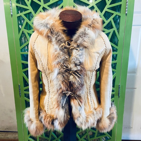 Fancy Hides for North Beach Leathers Hooded Fur Lined & Trimmed Leather Jacket - Picture 1 of 16